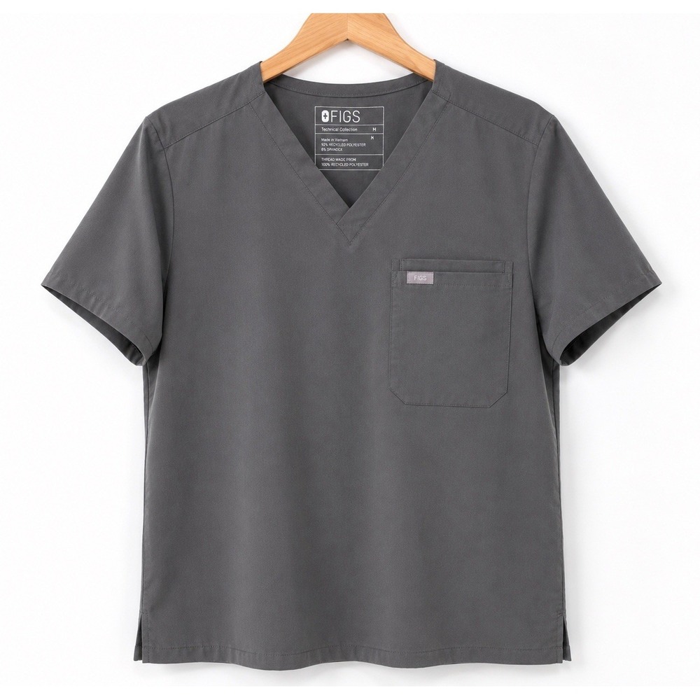 FIGS Men's XL Gray Technical Collection Scrub Top V Neck Healthcare Uniform